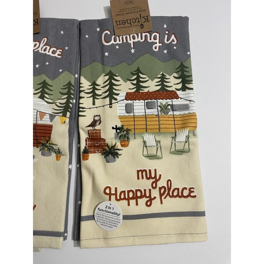 Kay Dee Designs Camping Kitchen Towels Set of 2 Camper Campfire 16x26 Cotton NWT